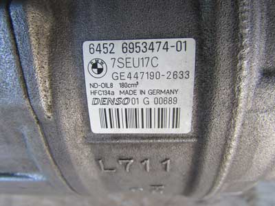 BMW AC Compressor Denso Germany 64526953474 E60 545i 550i E63 E64 645Ci 650i6
